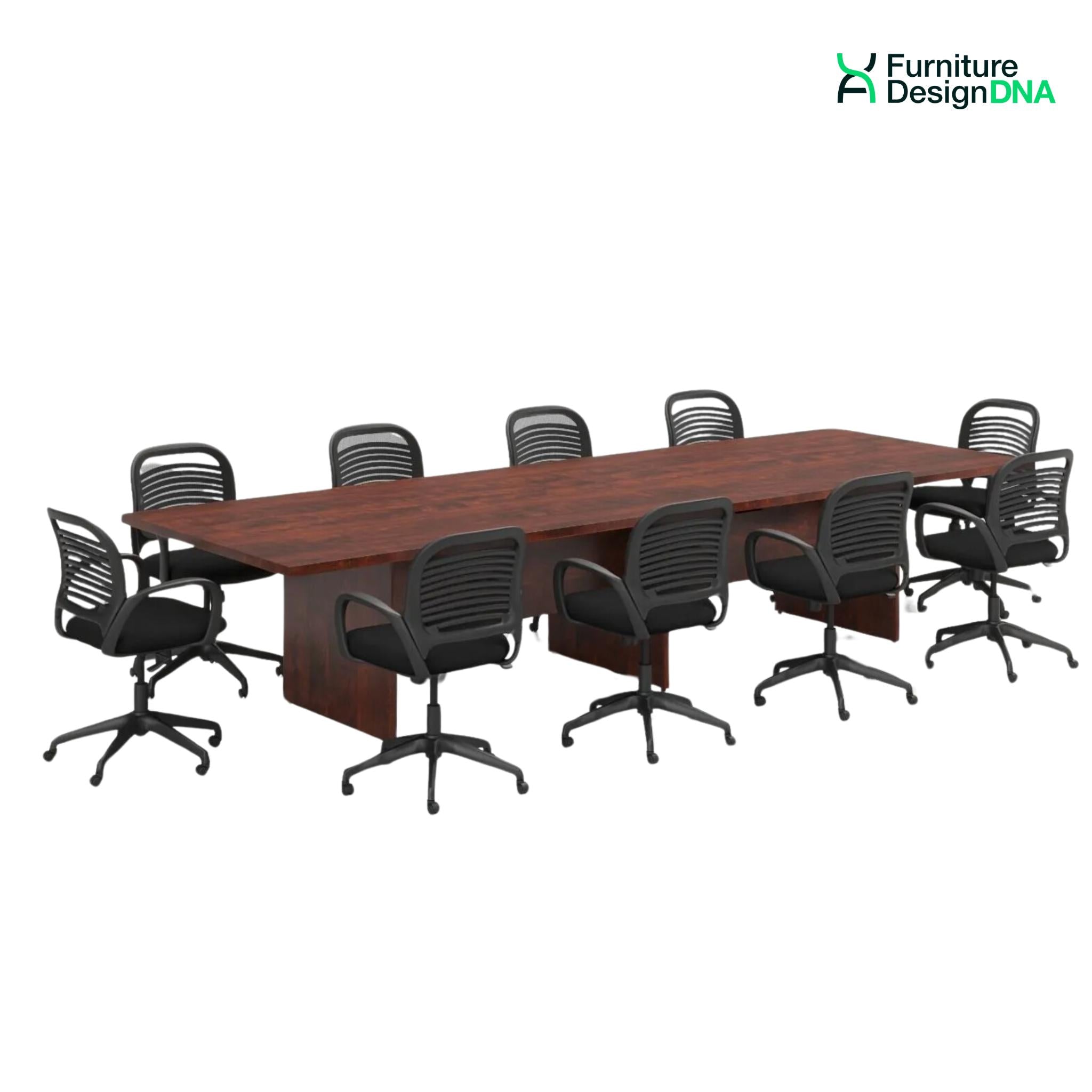 Buy cherry 12&#39; Conference Table Set - Rectangular Conference Table with 10 Mesh back Chairs