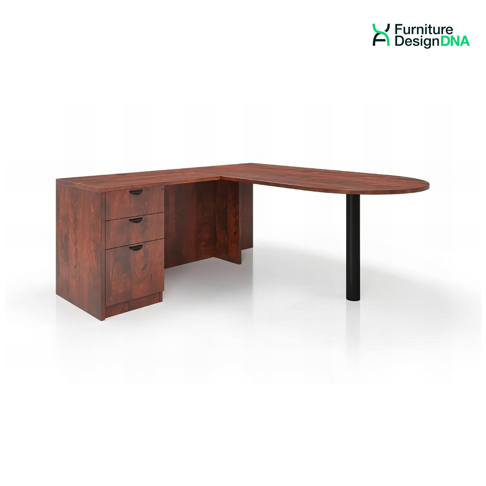 Buy cherry 72&quot; x 72&quot; Penninsula L Shape Desk with BBF Pedestal