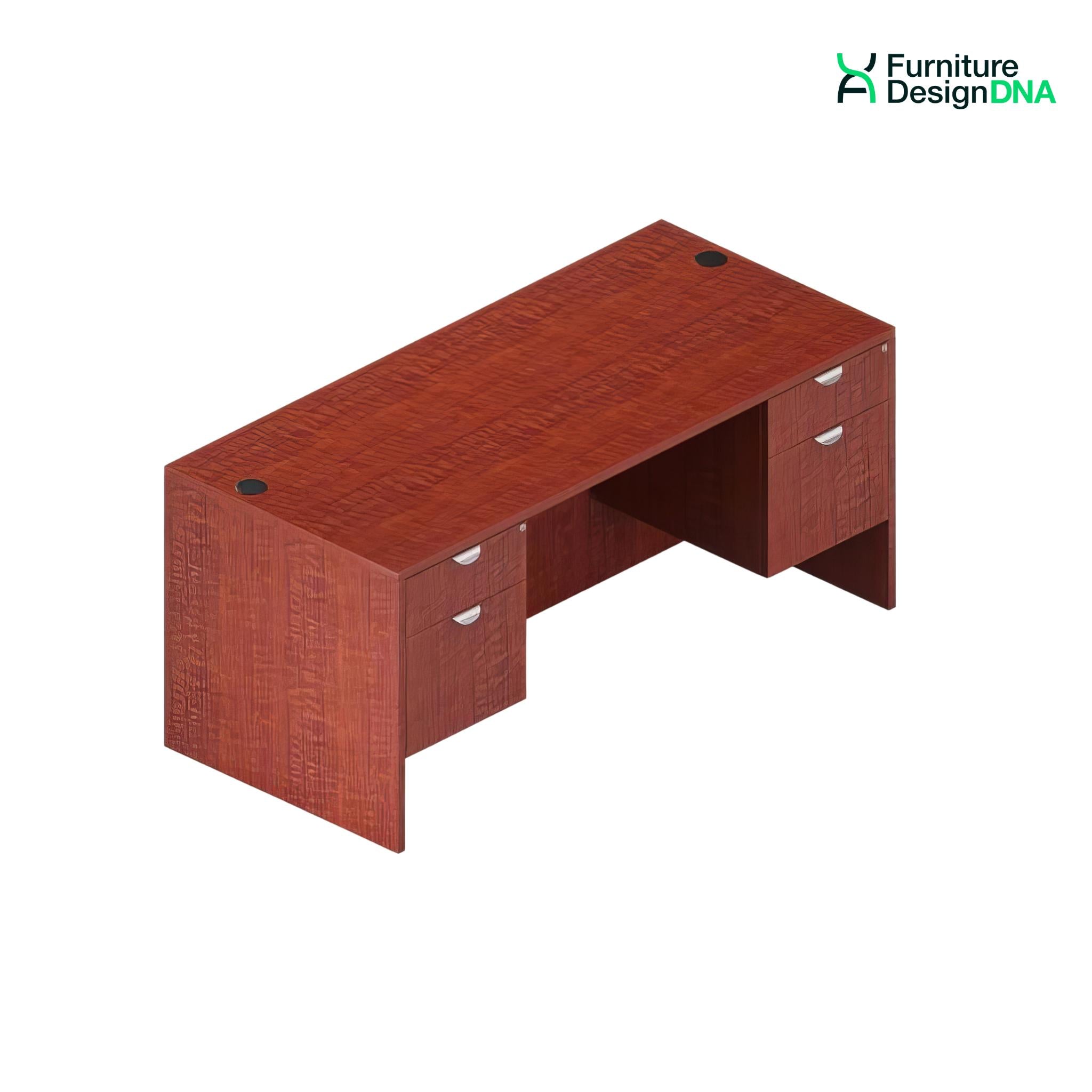 Buy cherry Straight Desk with 2 BF Hanging Pedestals