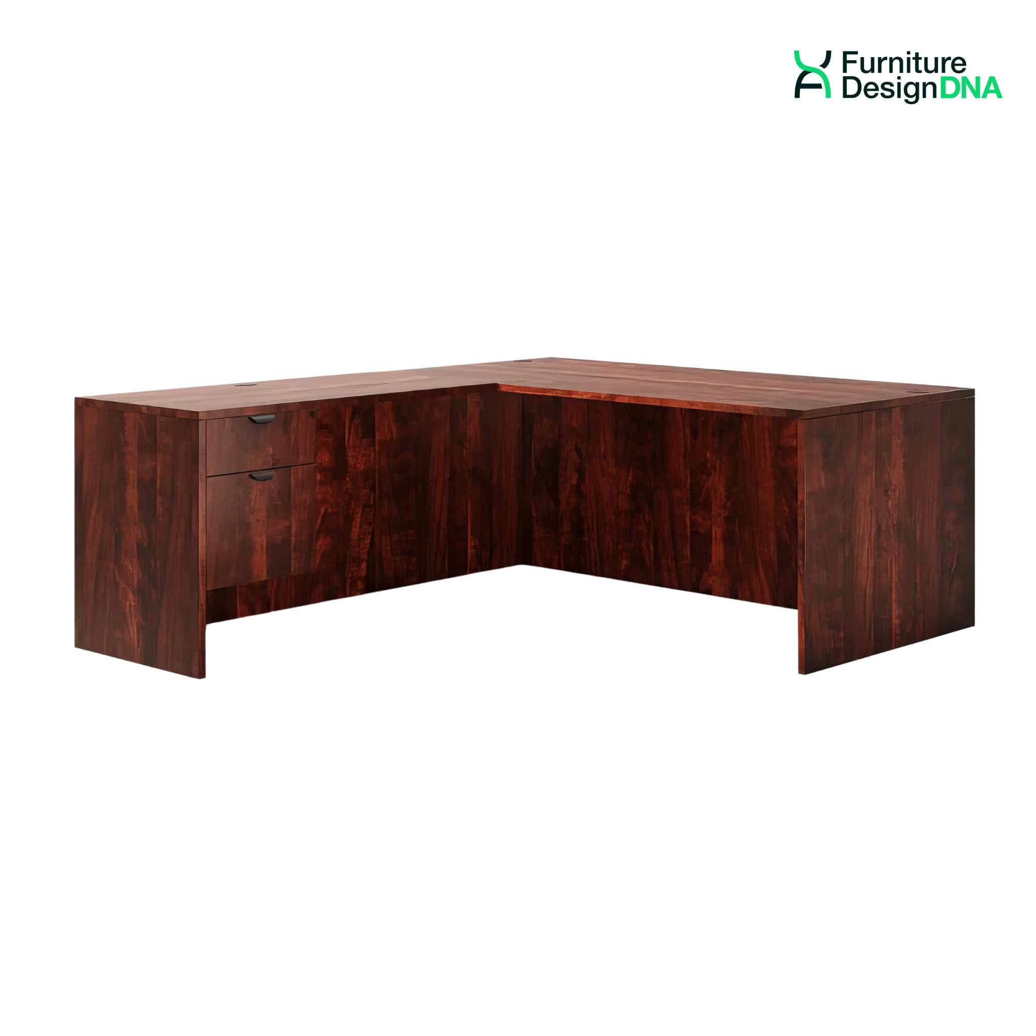 Buy cherry 71&quot; x 84&quot; L Shaped Desk with Drawers