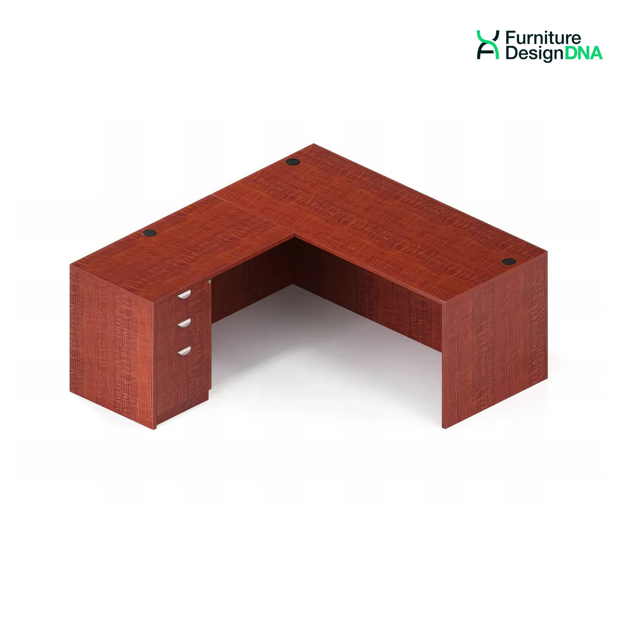 Buy cherry L Shape Desk with BBF Pedestal