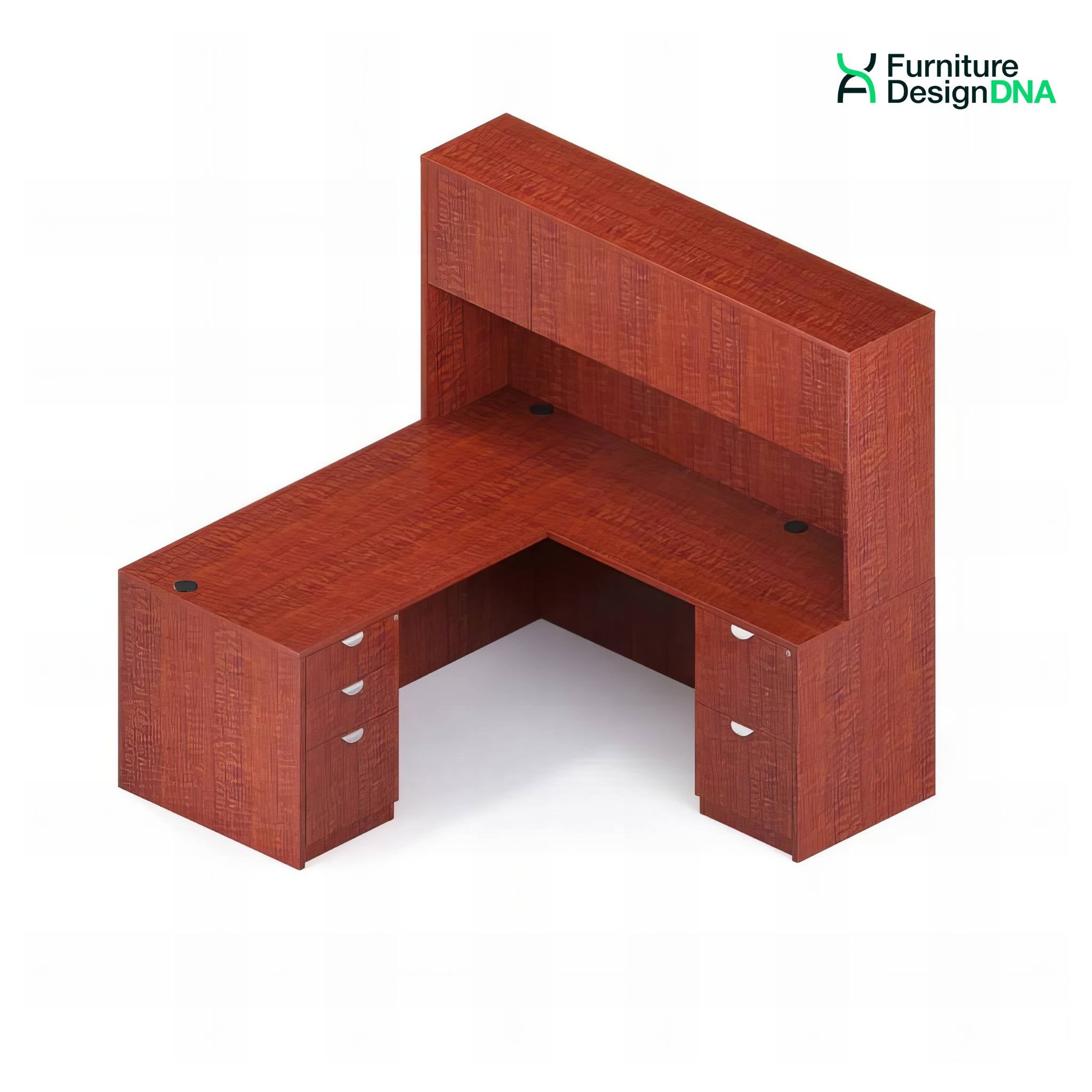 Buy cherry 66&quot; x 72&quot; L Shape with Hutch BBF and FF Pedestals