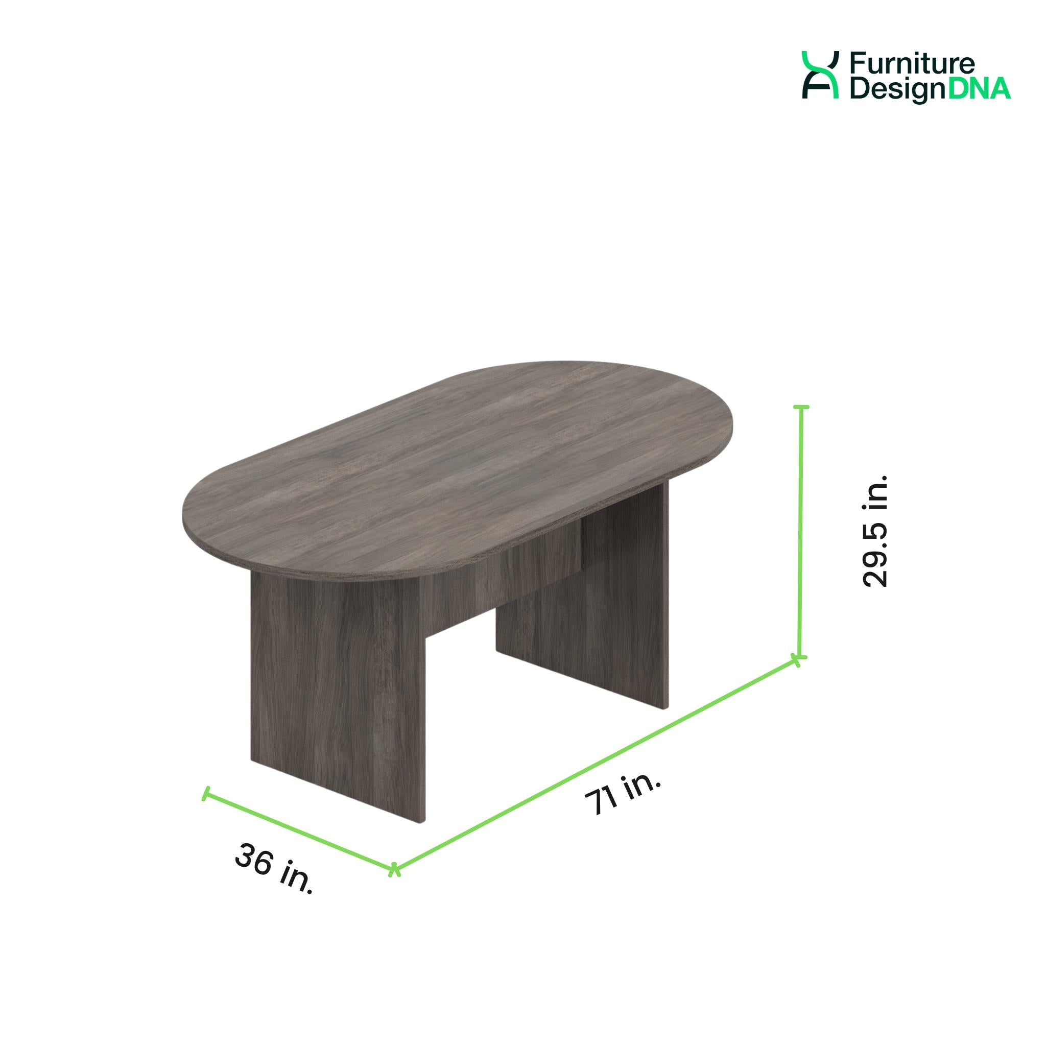 6' Racetrack Conference Table with Slab Base - 0