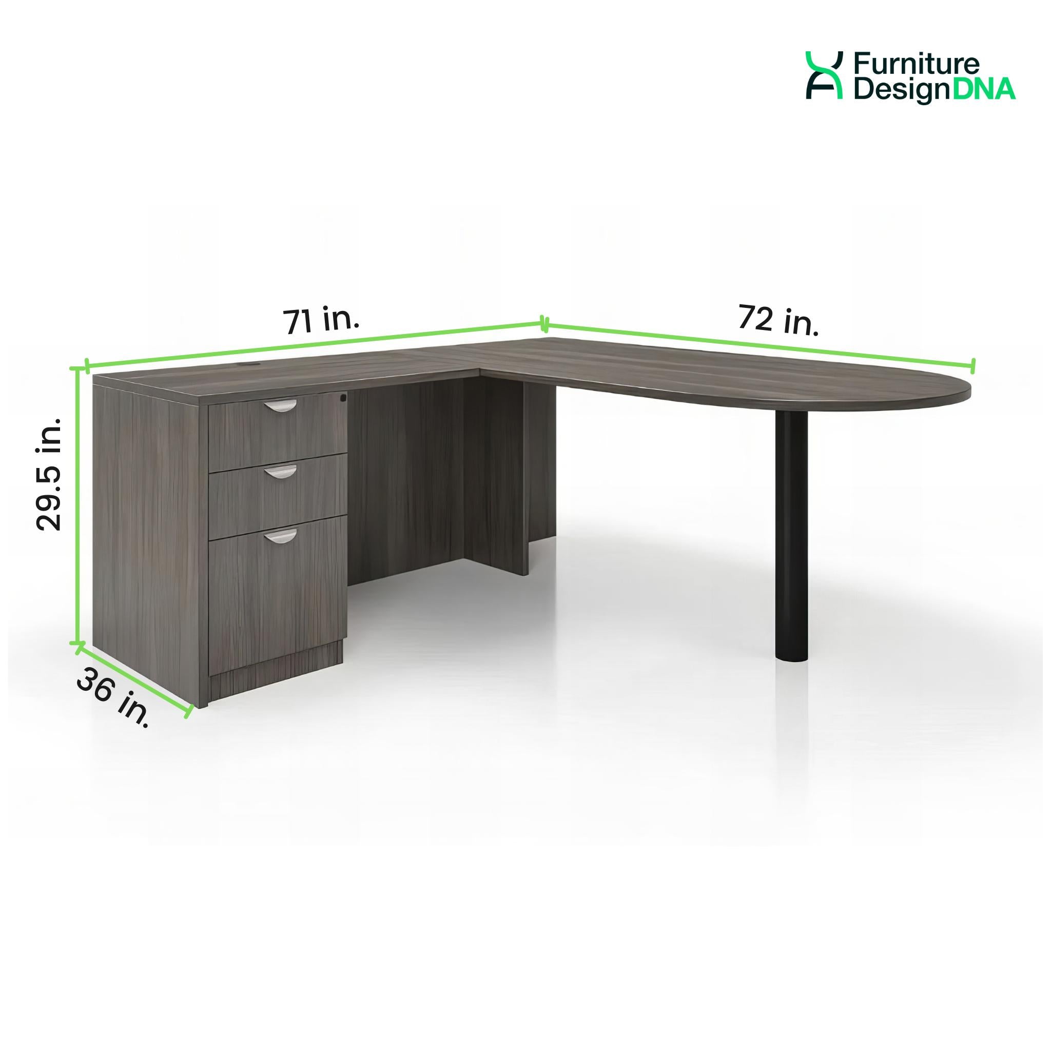 72" x 72" Penninsula L Shape Desk with BBF Pedestal - 0