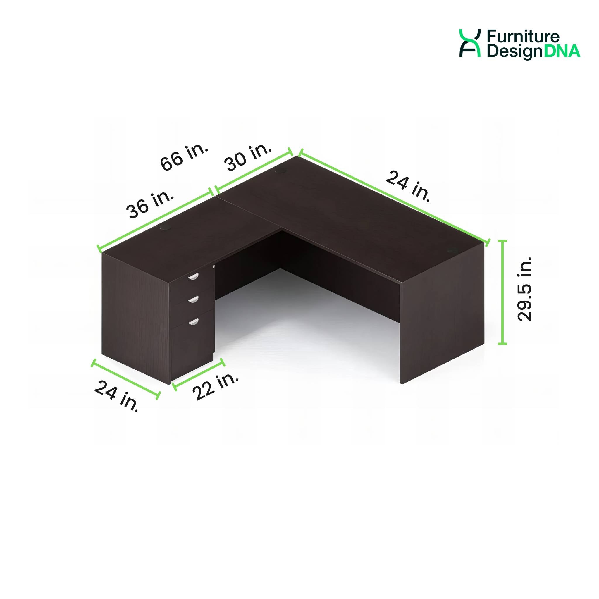 L Shape Desk with BBF Pedestal - 0