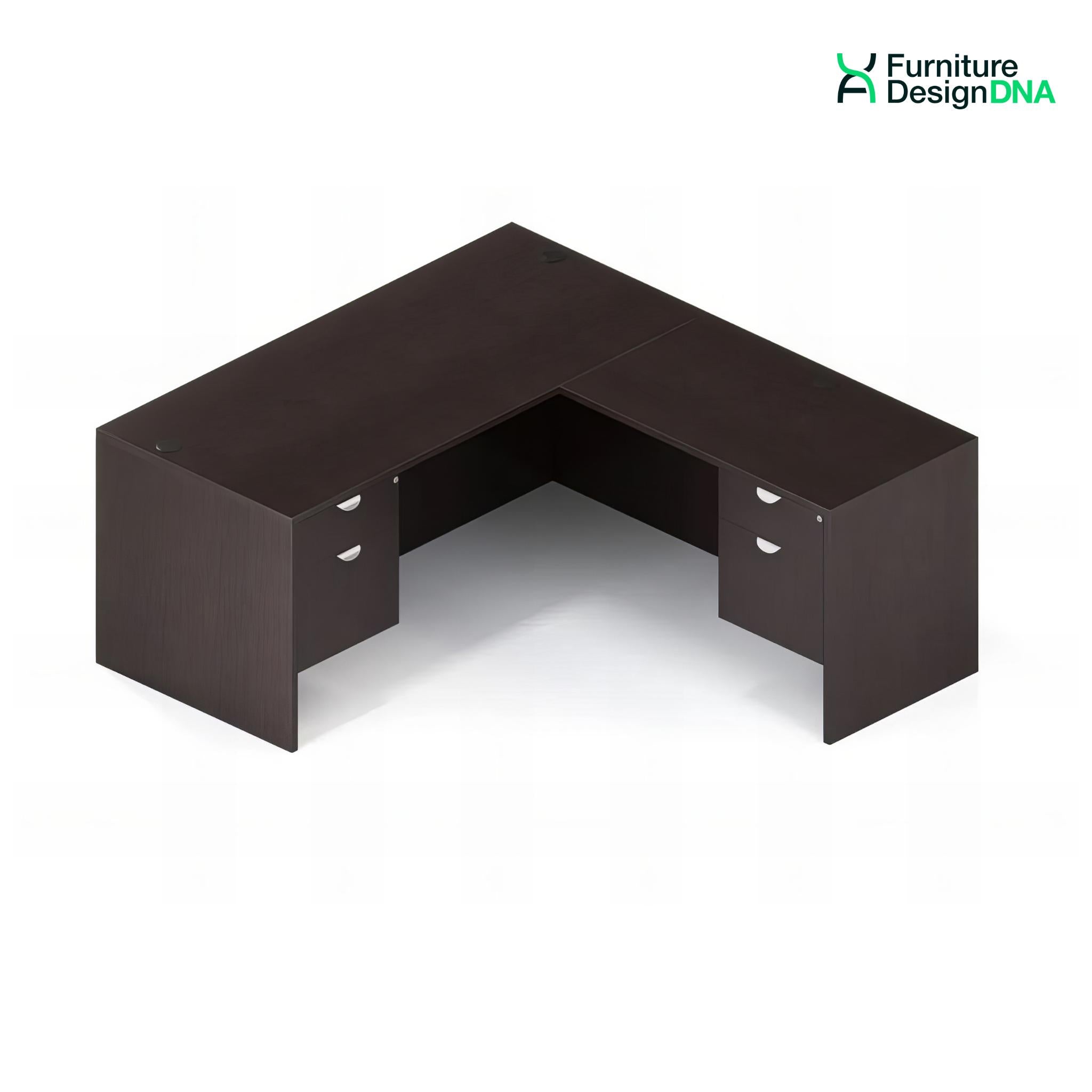 Buy espresso L Shape Desk with 2 Hanging BF Pedestals