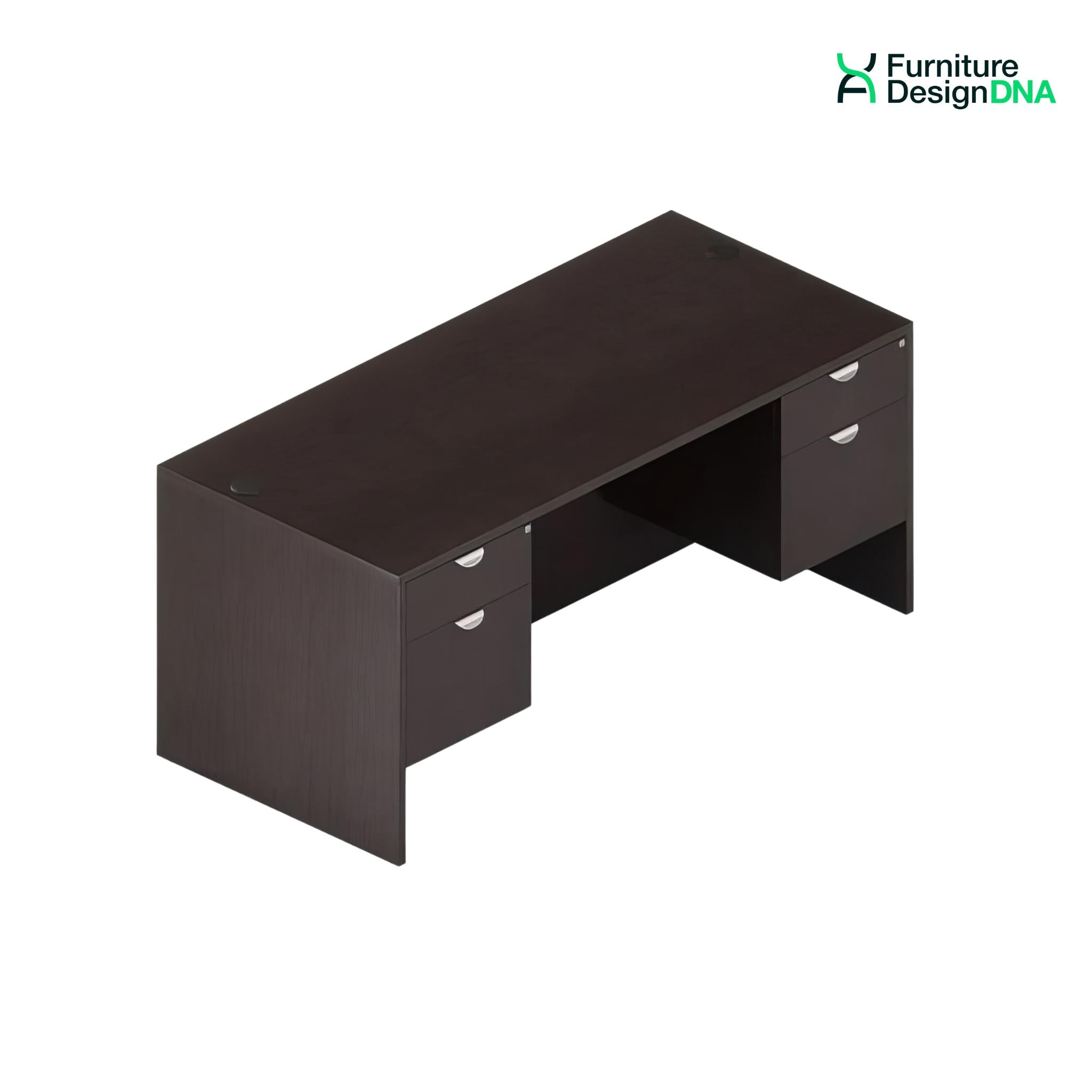 Buy espresso Straight Desk with 2 BF Hanging Pedestals