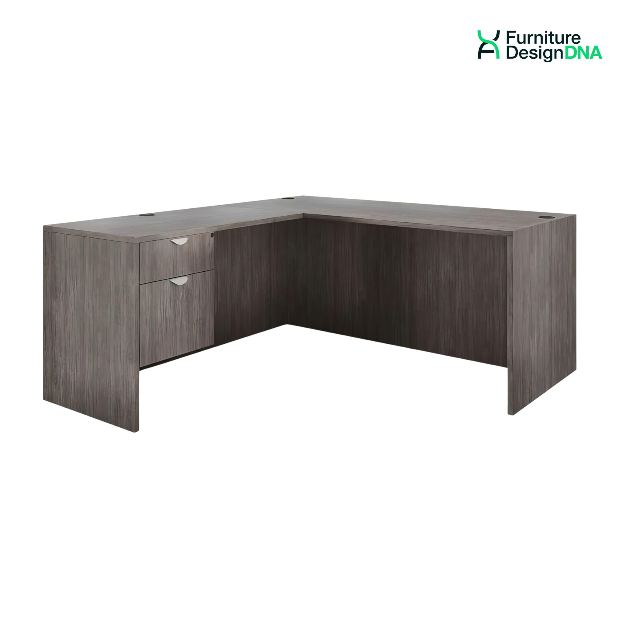 Buy grey 66&quot; x 72&quot; L Shaped Desk with Drawers