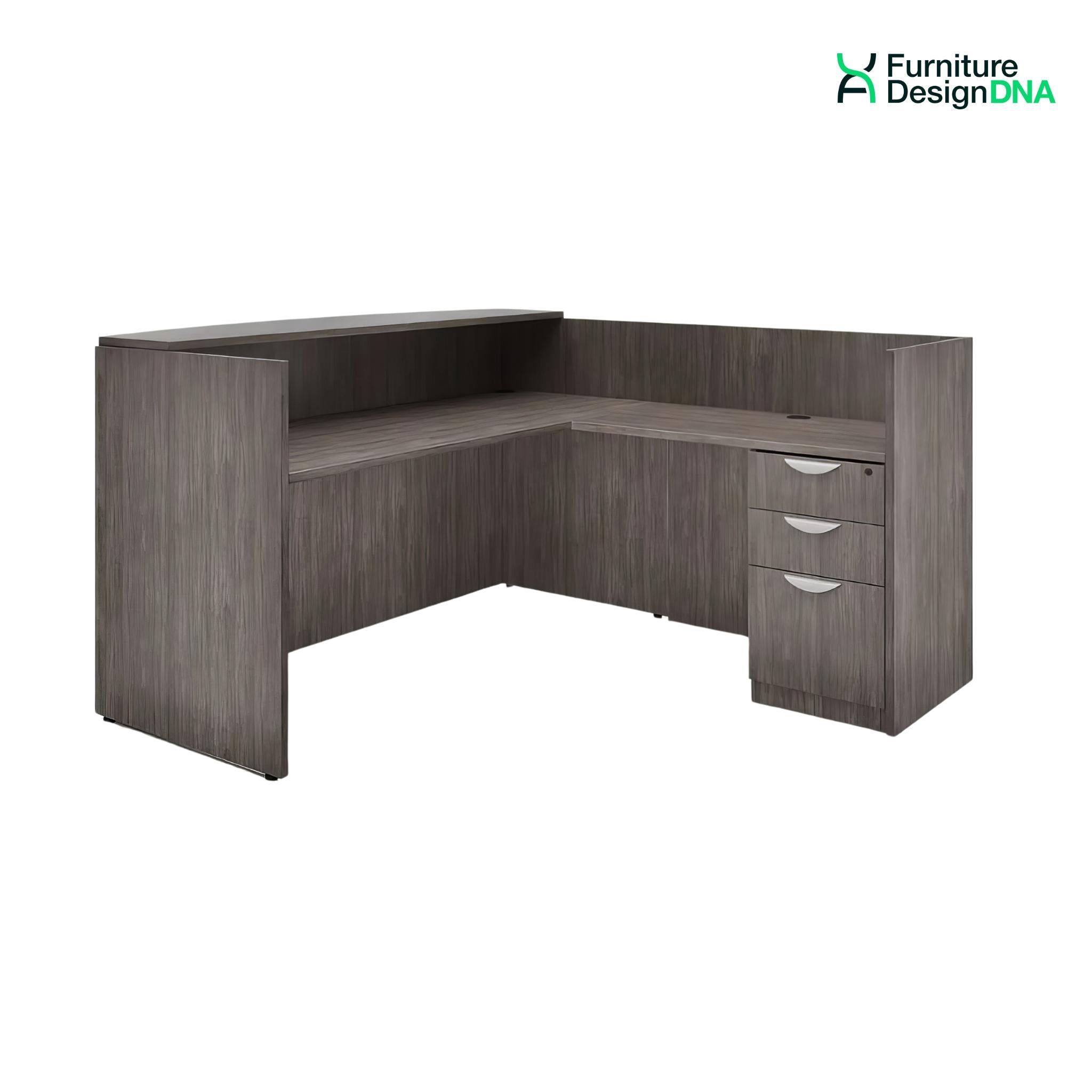 Buy grey L Shape Reception Desk with BBF Pedestal