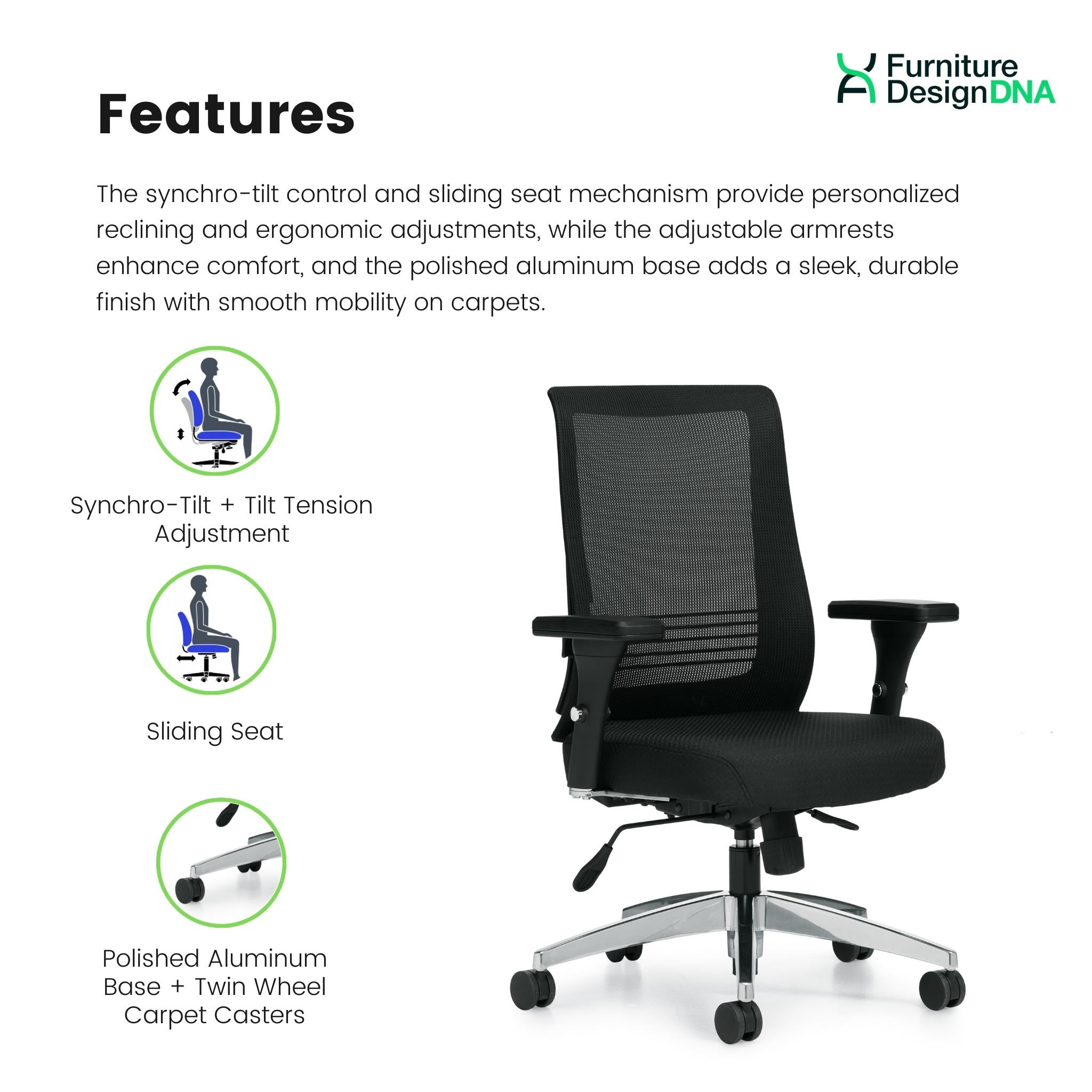 Mesh Back Synchro-Tilter Task Chair