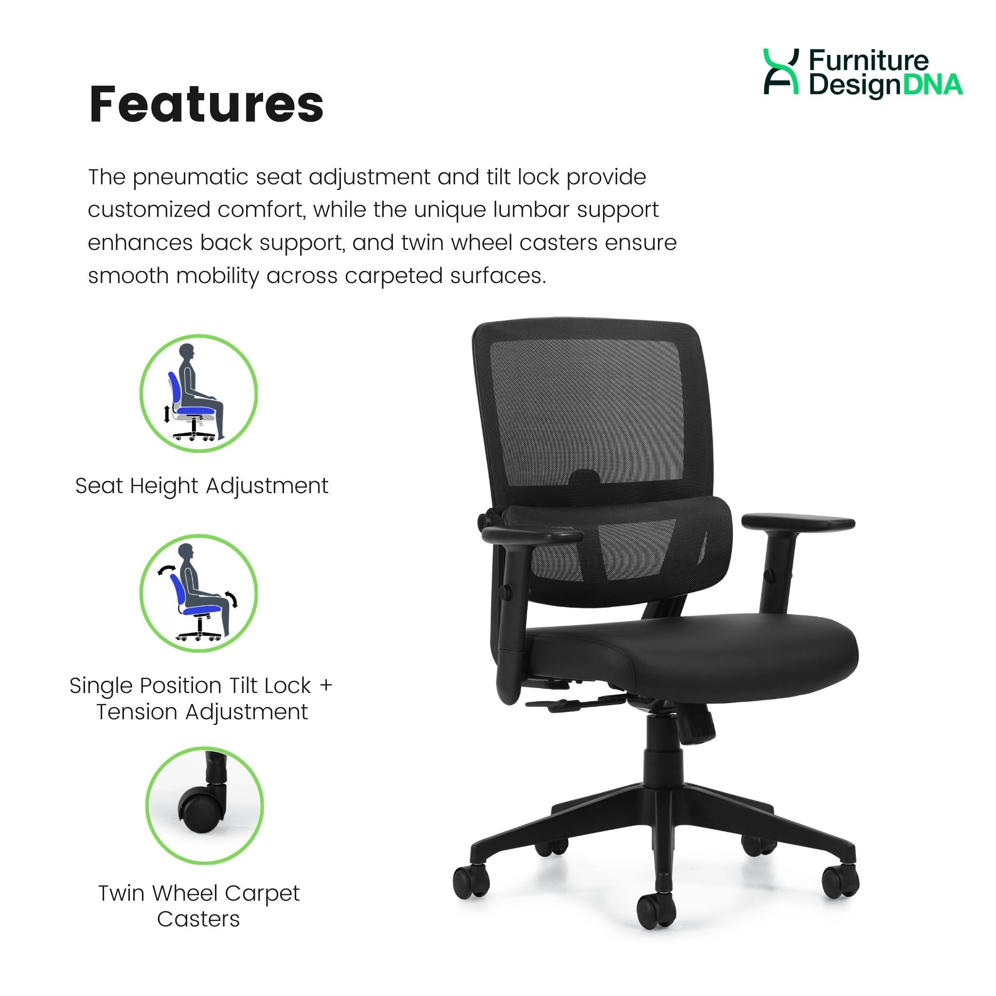 Mesh Back Luxhide Tilter Task Chair