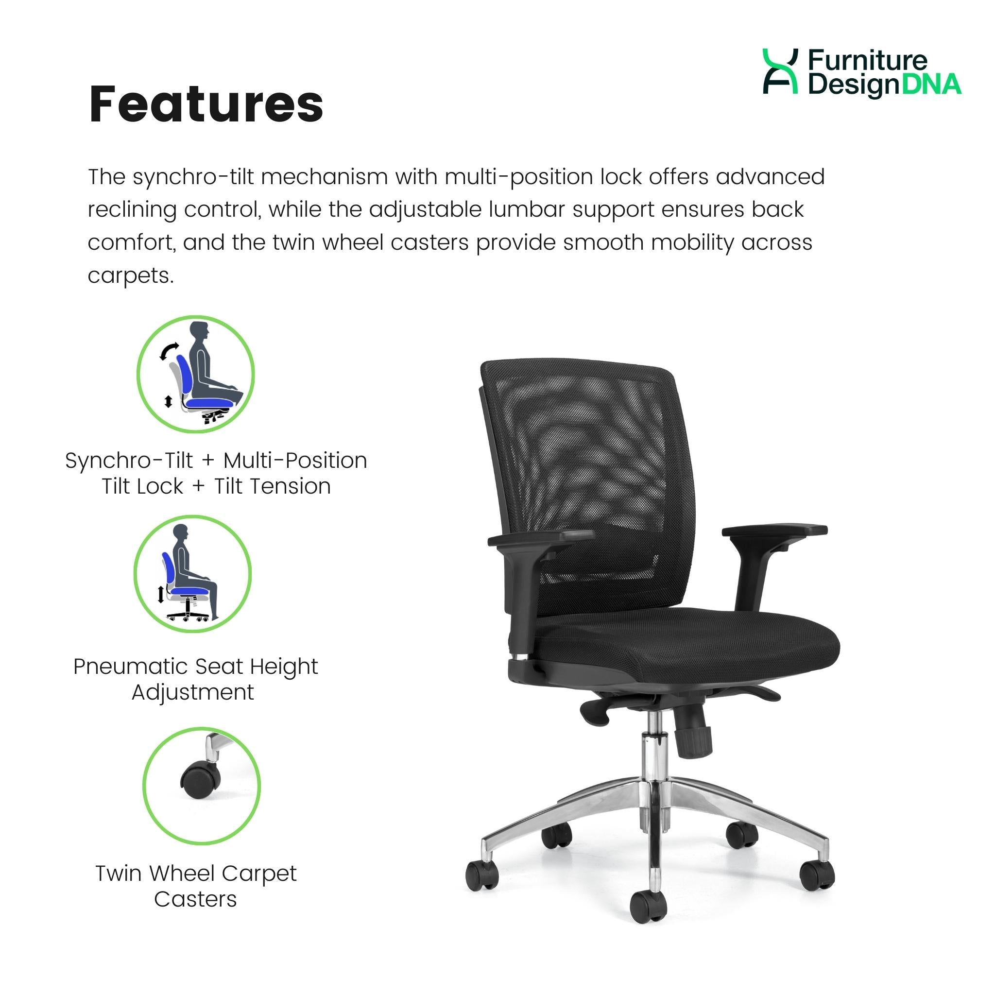 Mesh Back Synchro-Tilter Task Chair