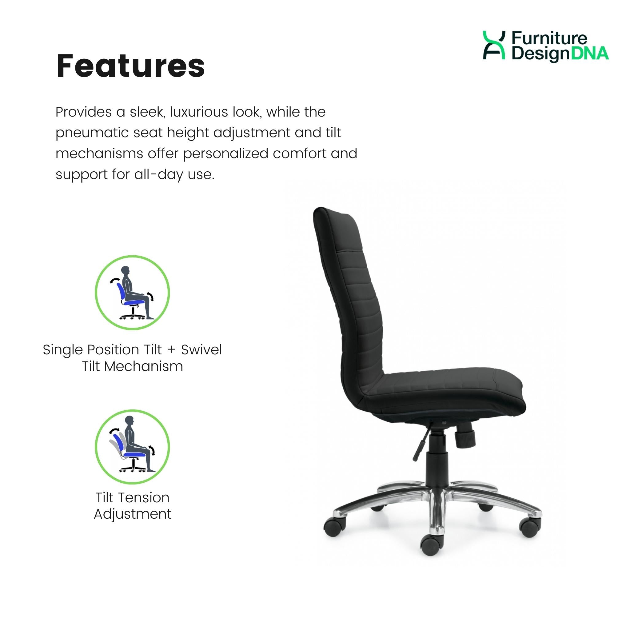 Armless Luxhide Executive Task Chair