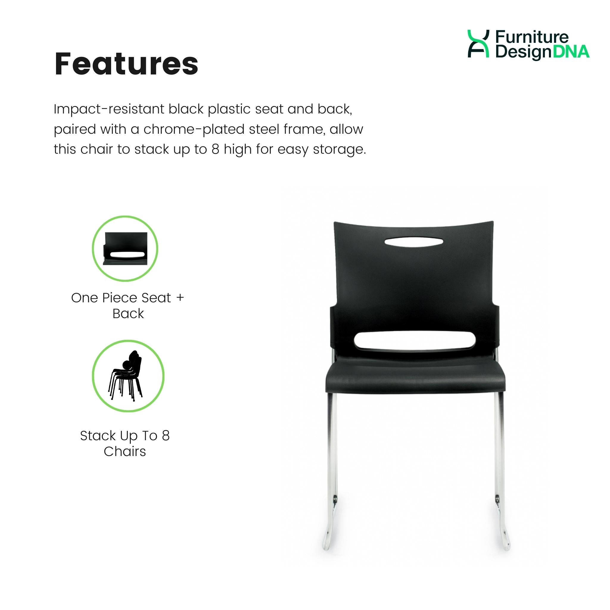 Black Medium Density Stack Chair