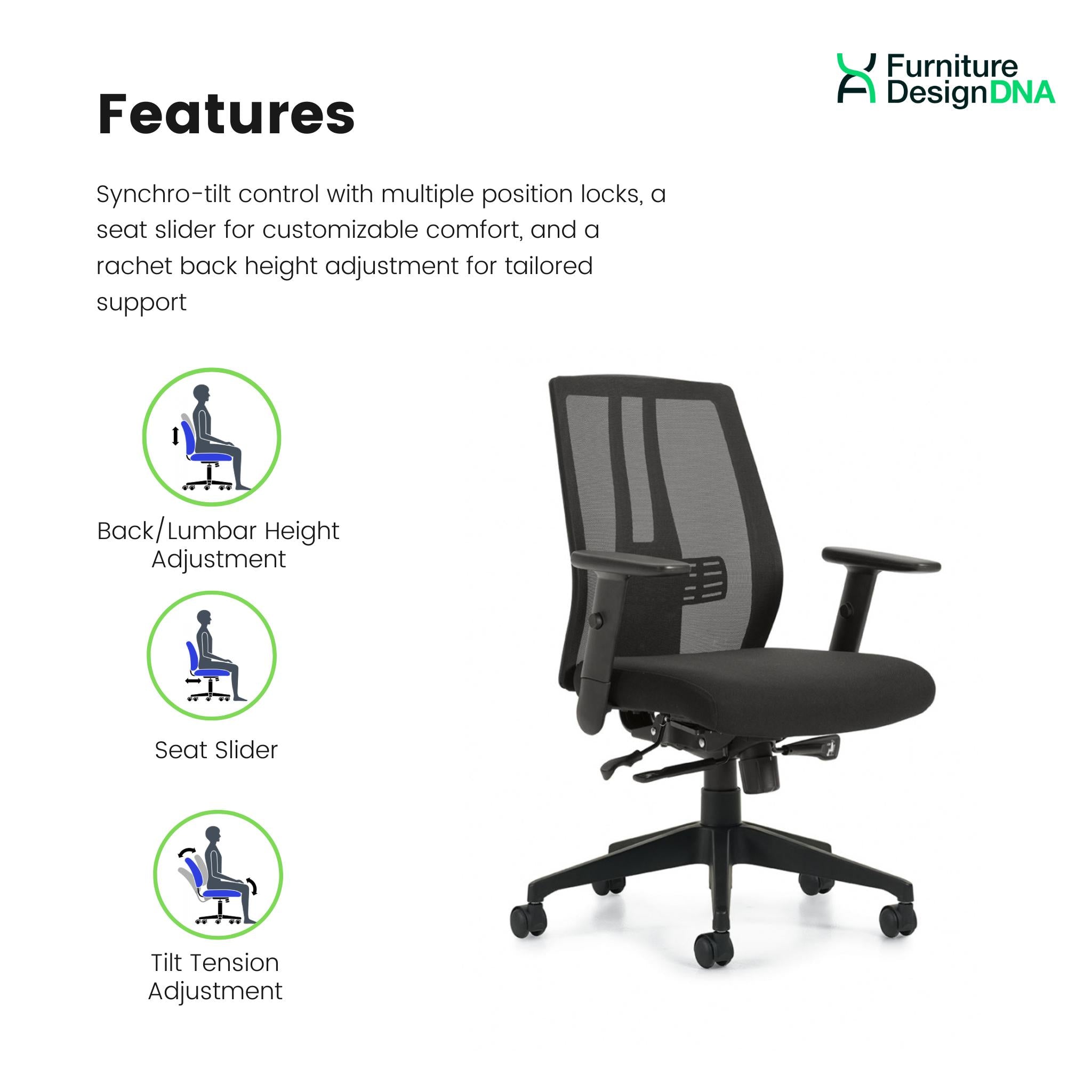 Ergonomic Office Chair - Mesh Back Synchro Tilter Office Chair