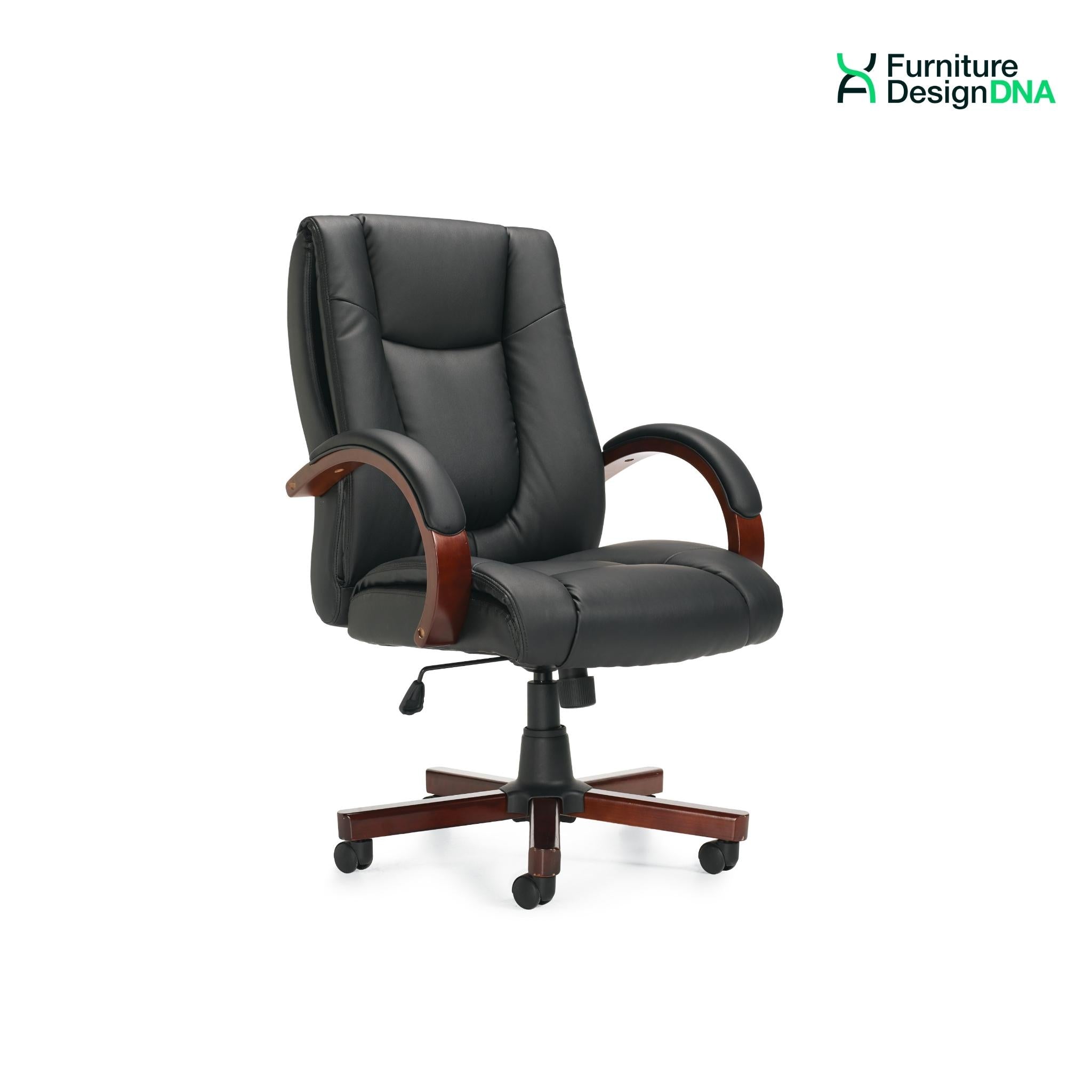 Luxhide Tilter Conference/Management Chair Wood Arms and Base