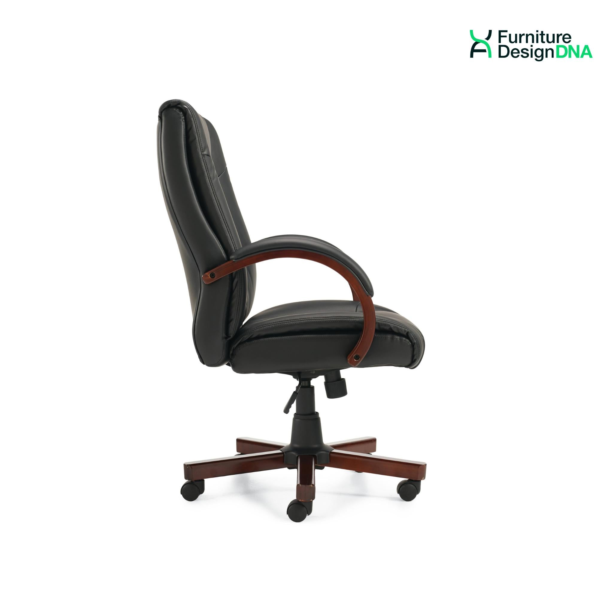 Luxhide Tilter Conference/Management Chair Wood Arms and Base