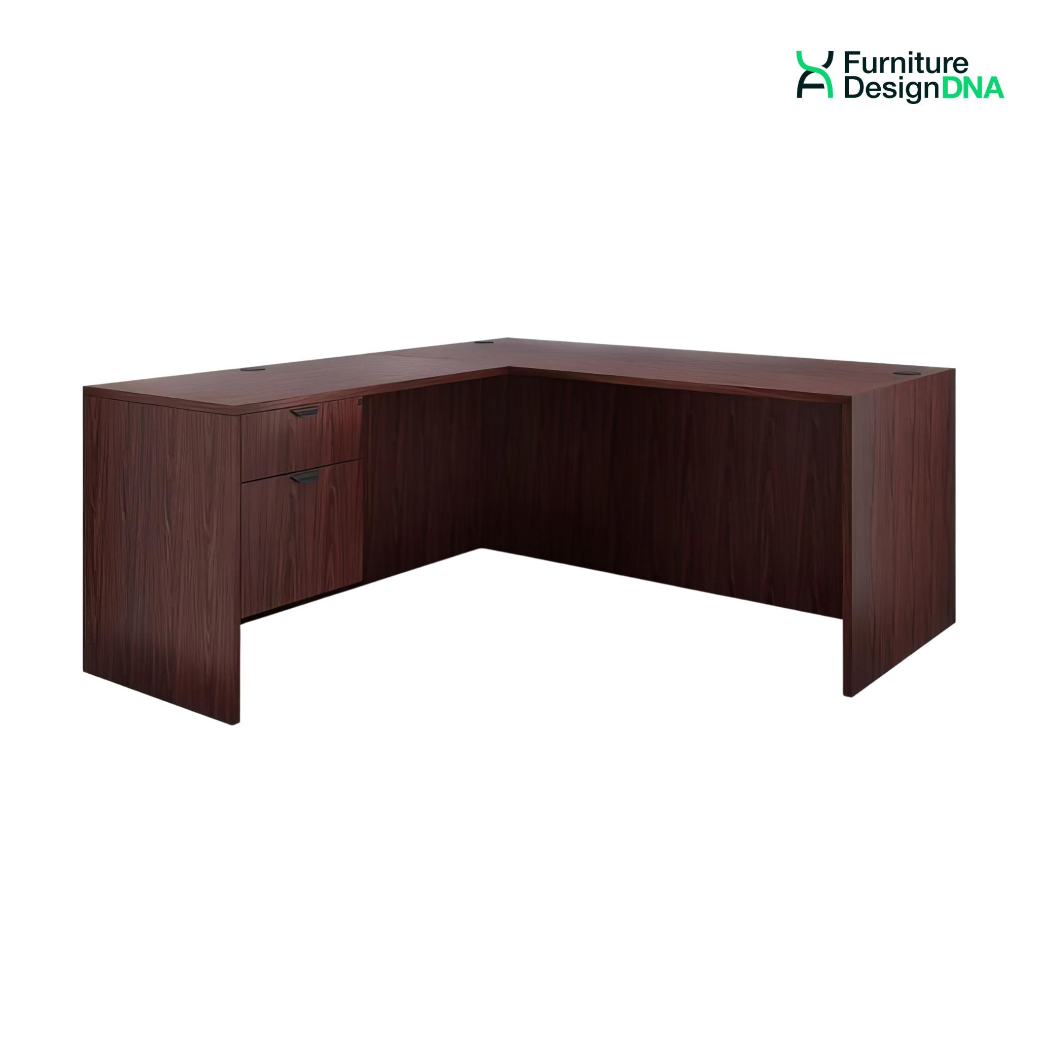 Buy mahogany 66&quot; x 72&quot; L Shaped Desk with Drawers