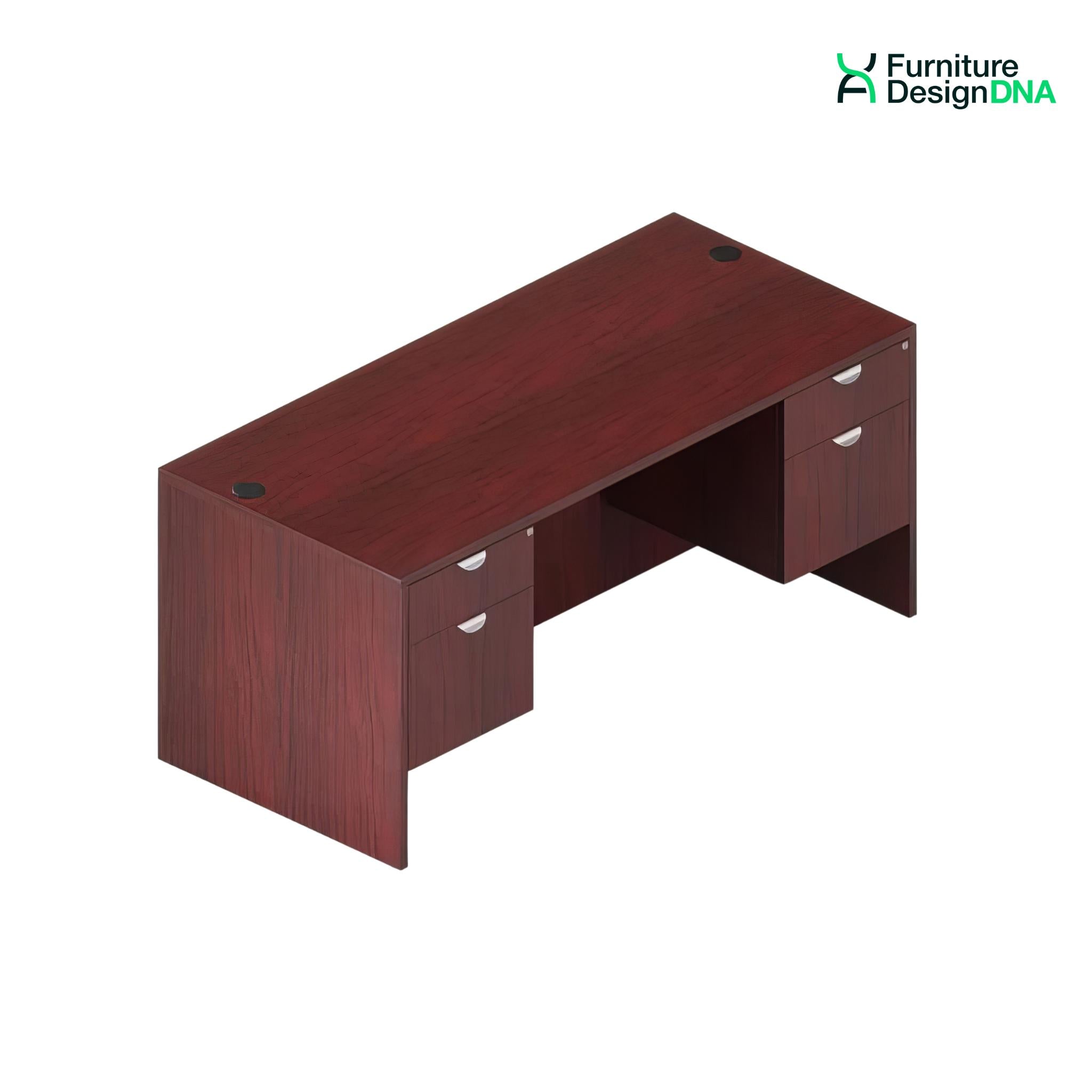 Buy mahogany Straight Desk with 2 BF Hanging Pedestals