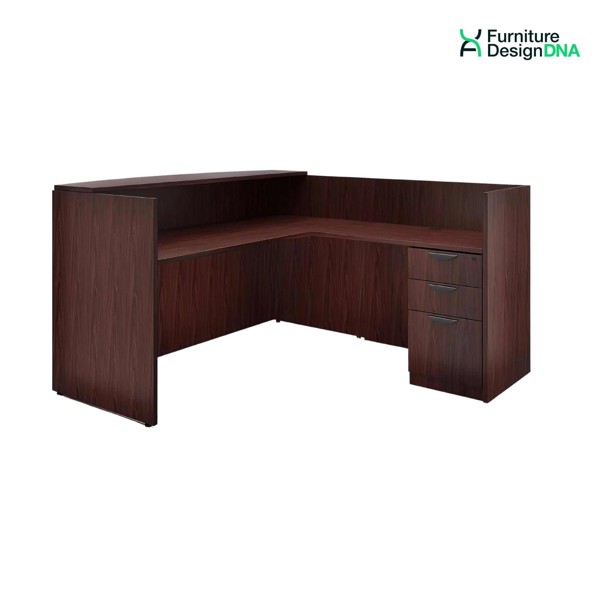 Buy mahogany L Shape Reception Desk with BBF Pedestal