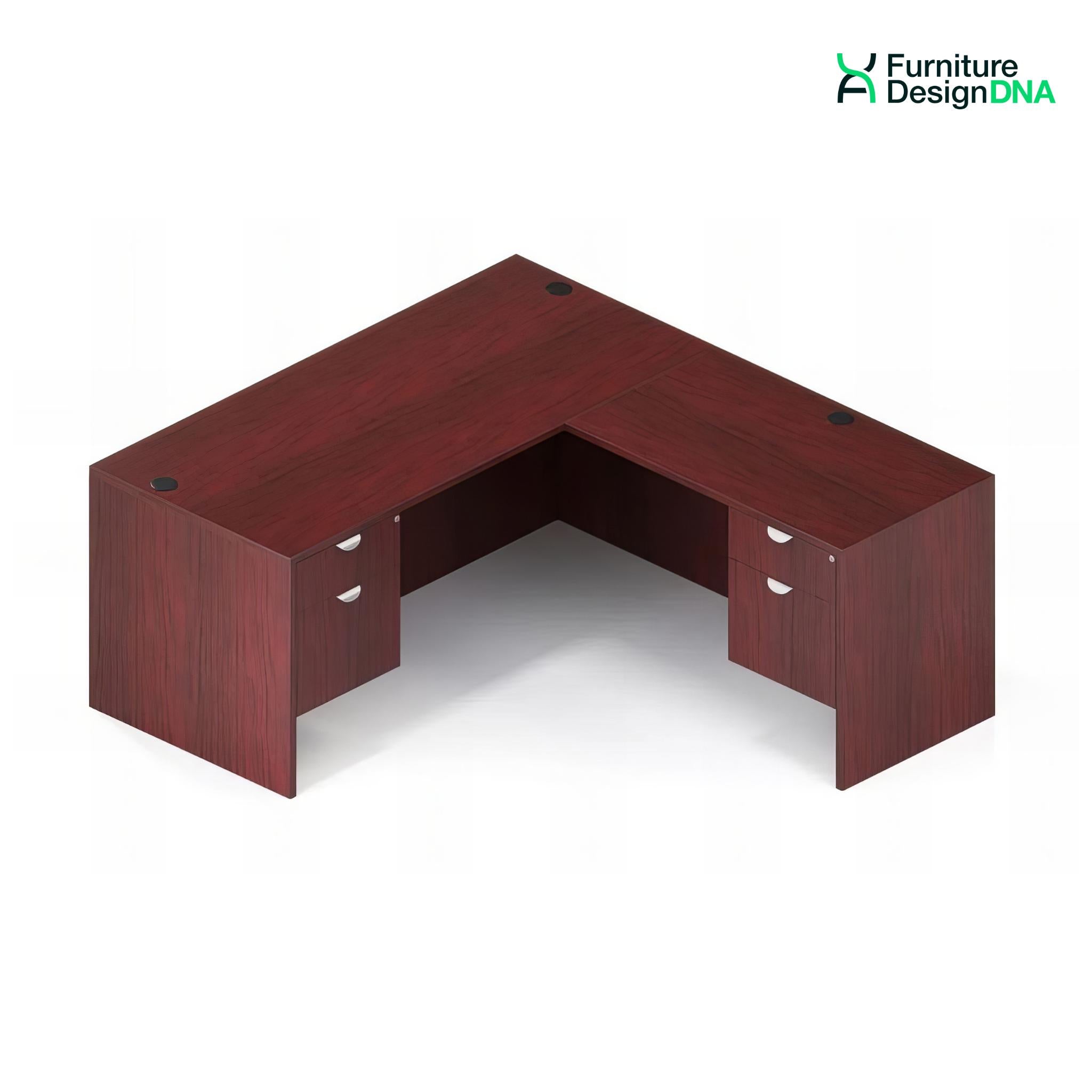 Buy mahogany L Shape Desk with 2 Hanging BF Pedestals