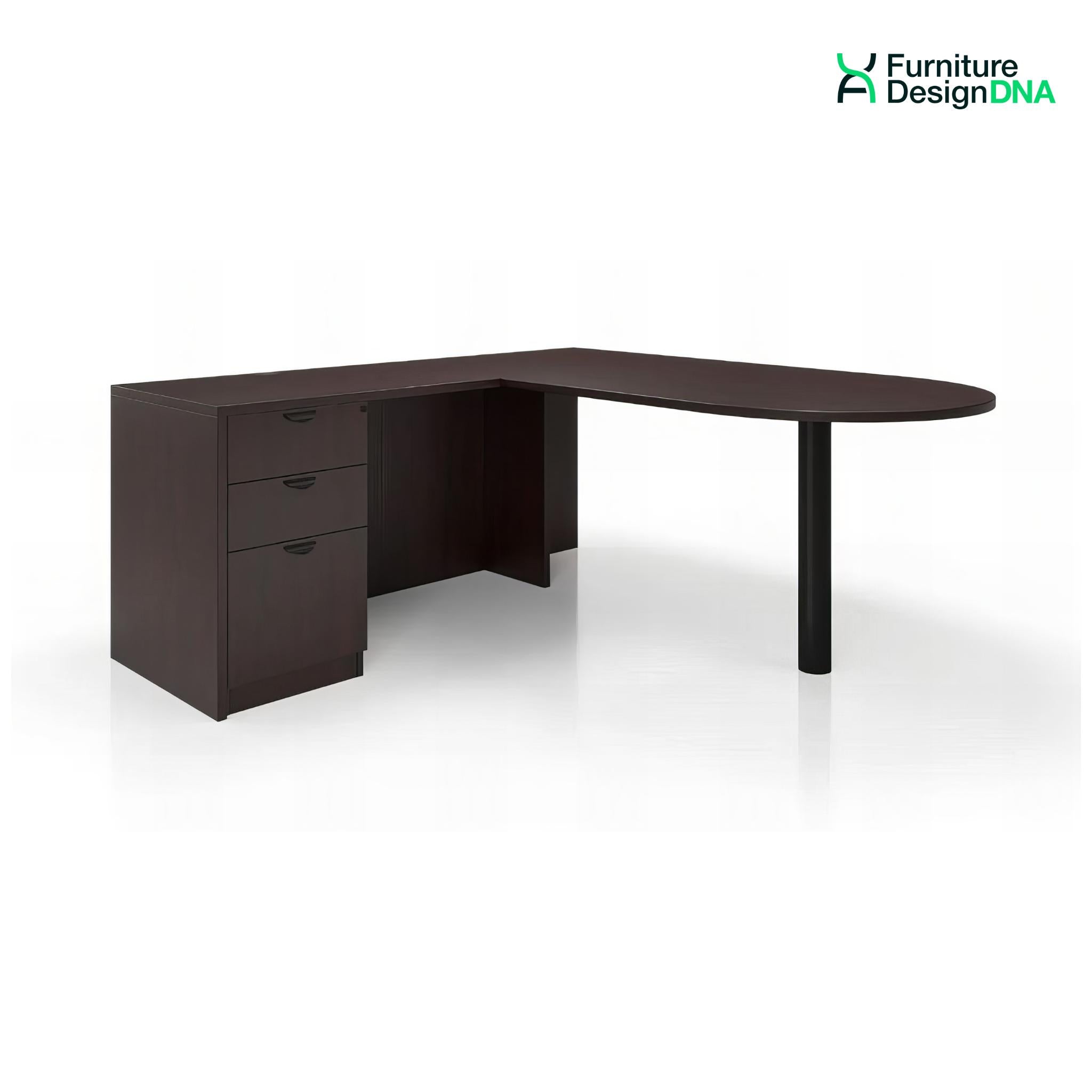 Buy mahogany 72&quot; x 72&quot; Penninsula L Shape Desk with BBF Pedestal