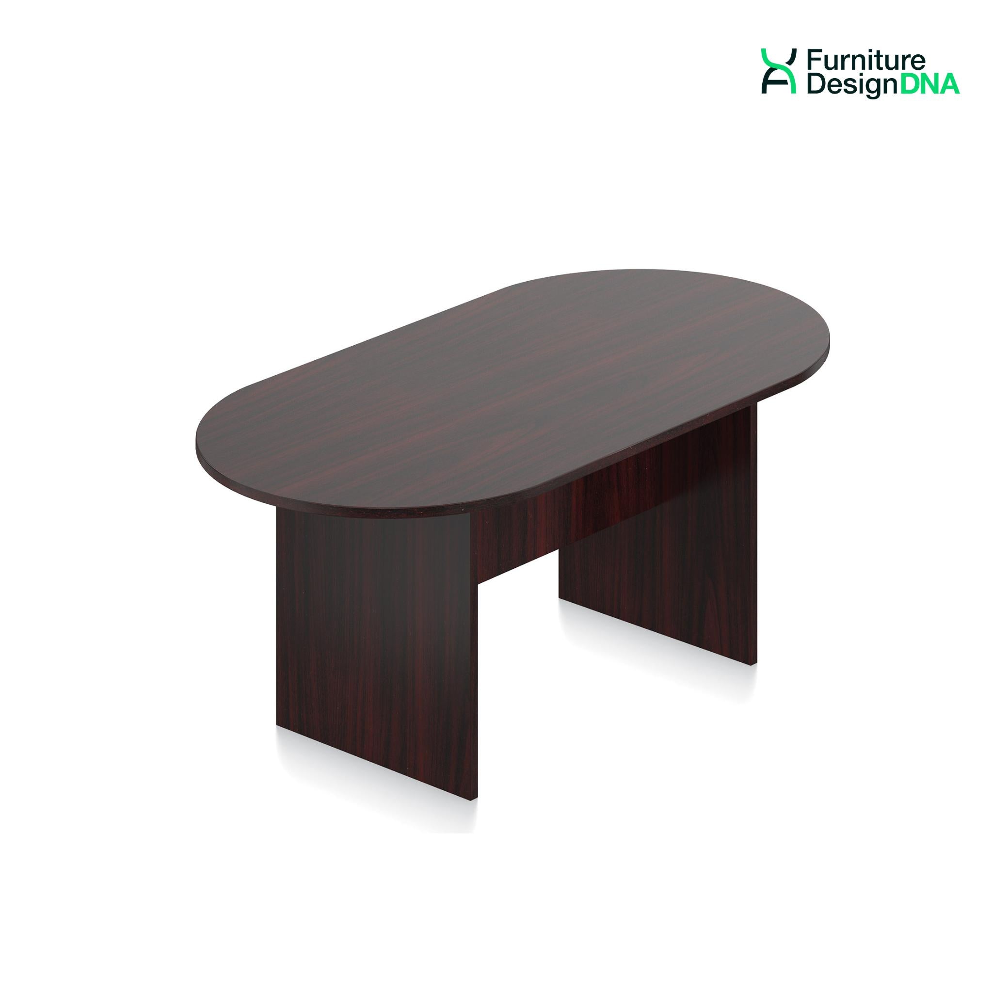 Buy mahogany 6&#39; Racetrack Conference Table with Slab Base