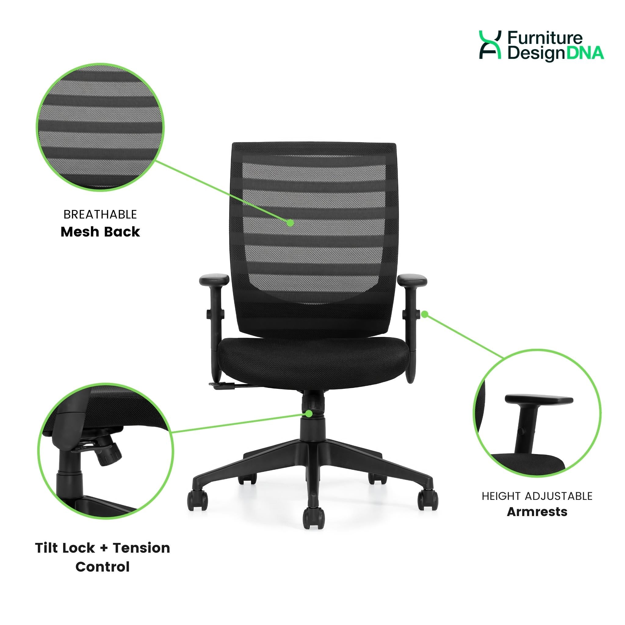 High Back Mesh Back Tilter Chair - 0