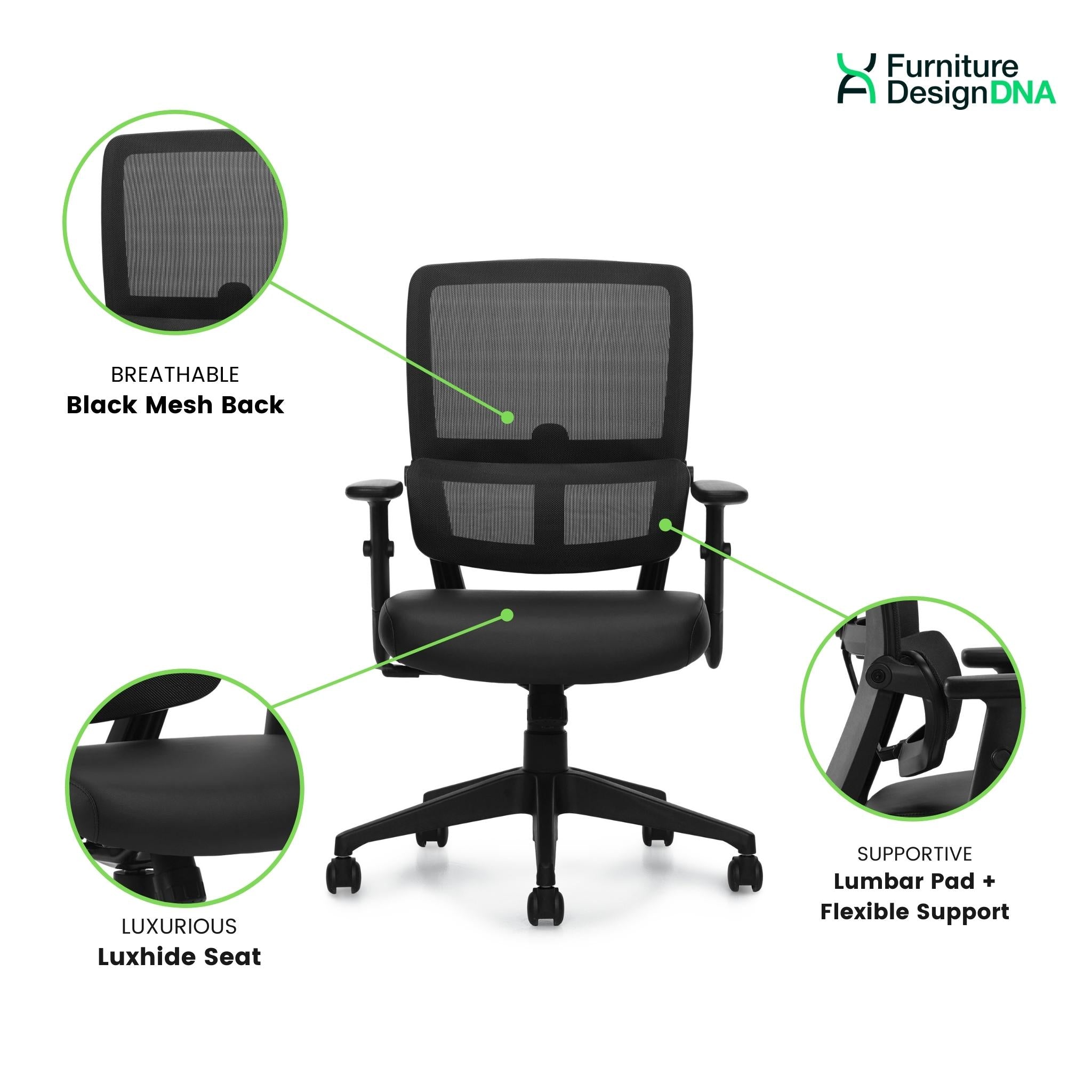 Mesh Back Luxhide Tilter Task Chair - 0