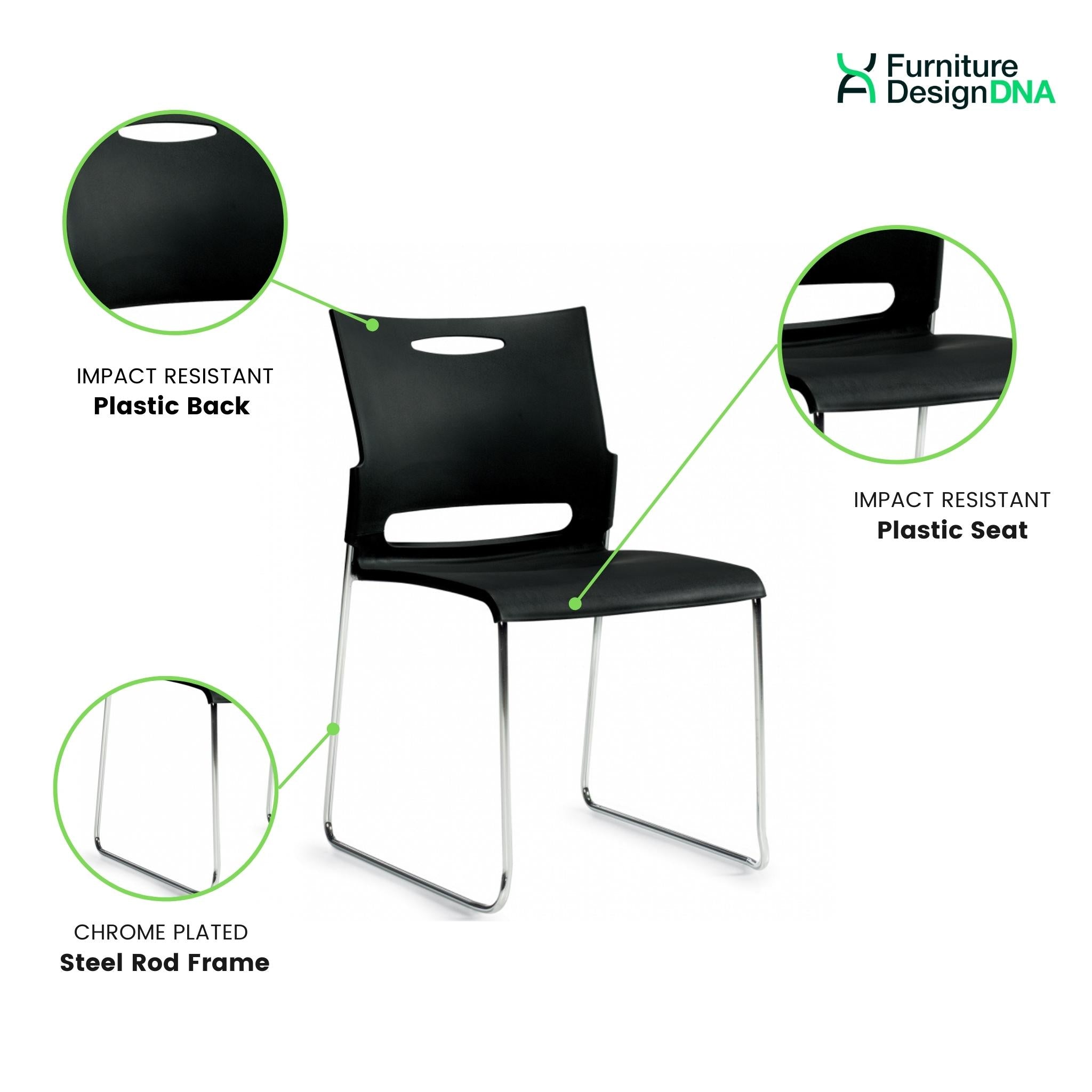 Black Medium Density Stack Chair - 0