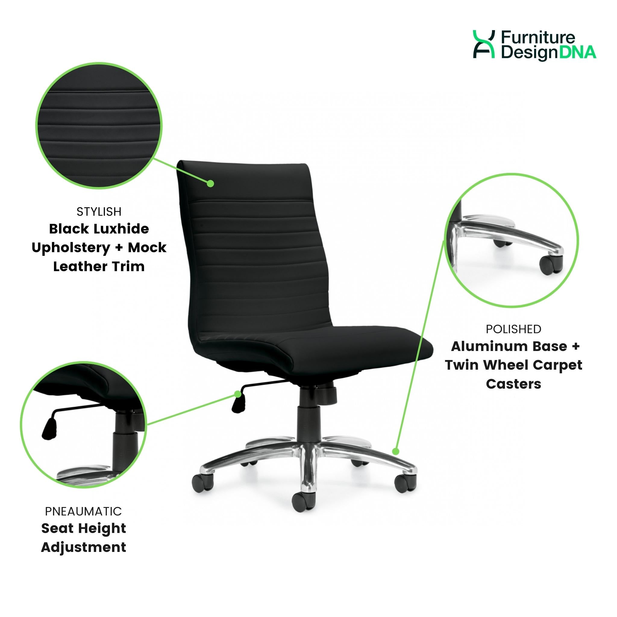 Armless Luxhide Executive Task Chair - 0